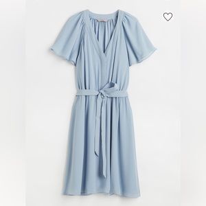 Light blue v-neck chiffon dress